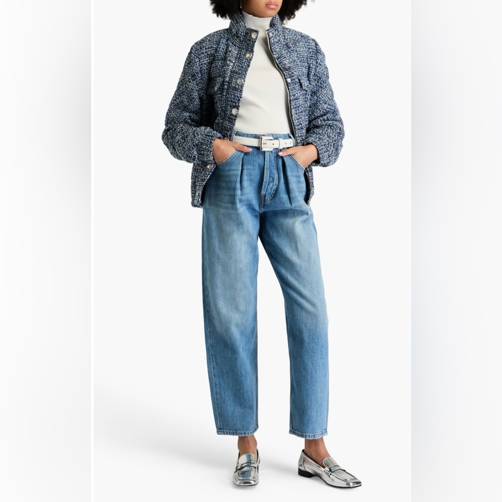 MAJE Pleated high-rise tapered jeans